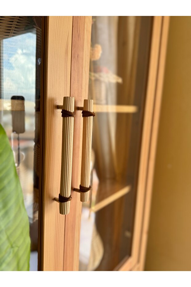 22.4 cm Rattan Kulp- 224mm Rattan Kulp -Dolap Kulp -Çekmece Kulp- Hasır Kulp-meşe renk kulp - 8