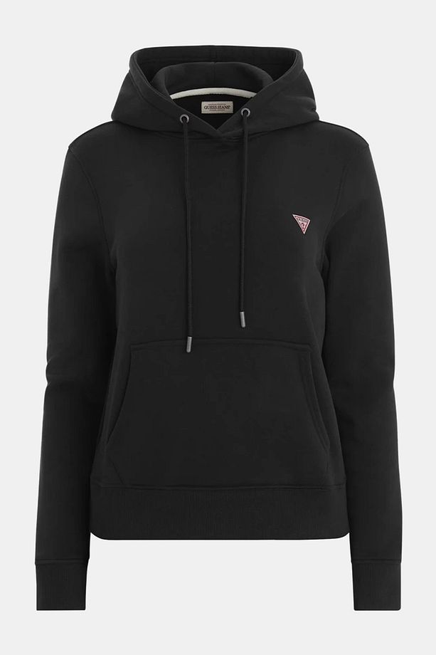 Jeans Kadın Polarlı Logolu Kapüşonlu Siyah Sweatshirt - 5