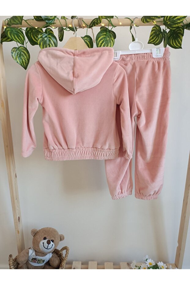 Hooded Velvet Bottom Top Double Set - 7