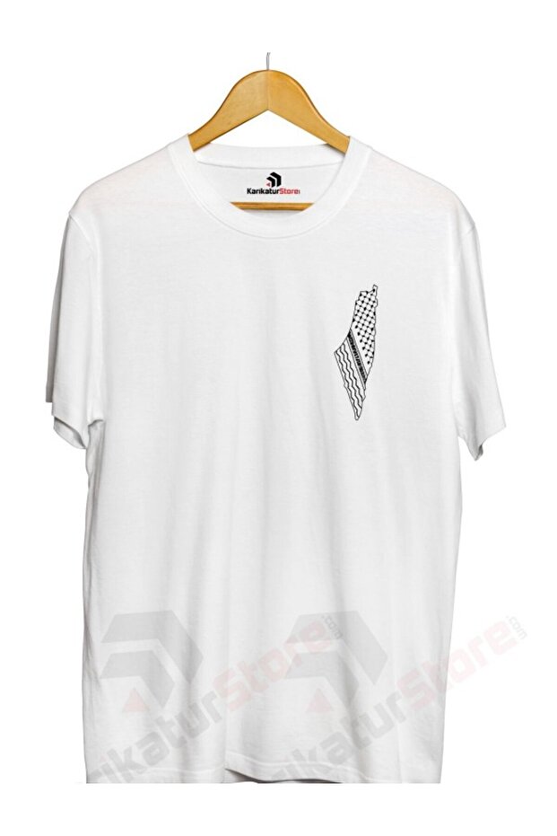 Palestine Printed White Unisex Oversize T-Shirt - T-Shirt