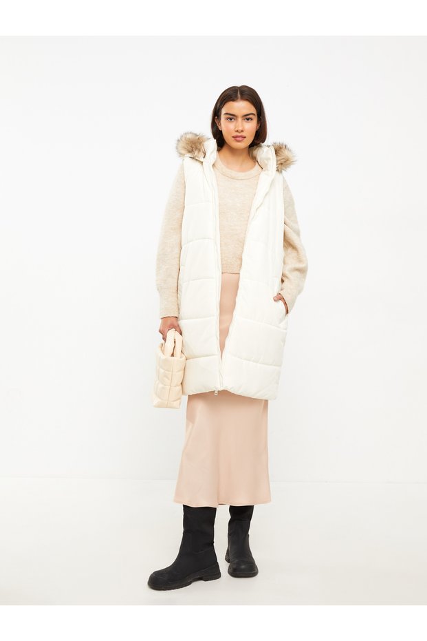 Women's Hooded Plain Puffer Vest