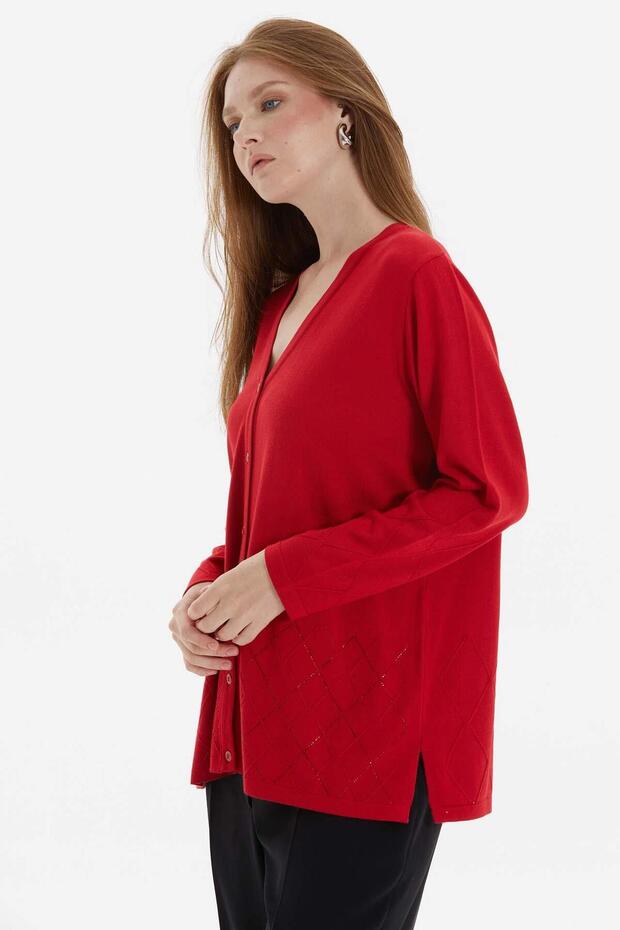 Taşlı Hırka KIRMIZI - 2