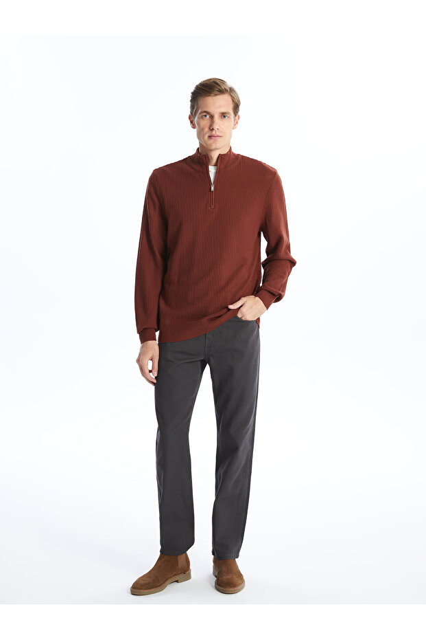 Herren-Strickpullover mit Stehkragen und langen Ärmeln – W4AD04Z8 - 2