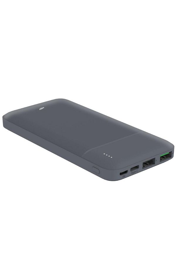 MFB101 LED Işık Micro USB Type-C Girişli 10.000 mAh Taşınabilir Şarj Cihazı Powerbank Gri - 1