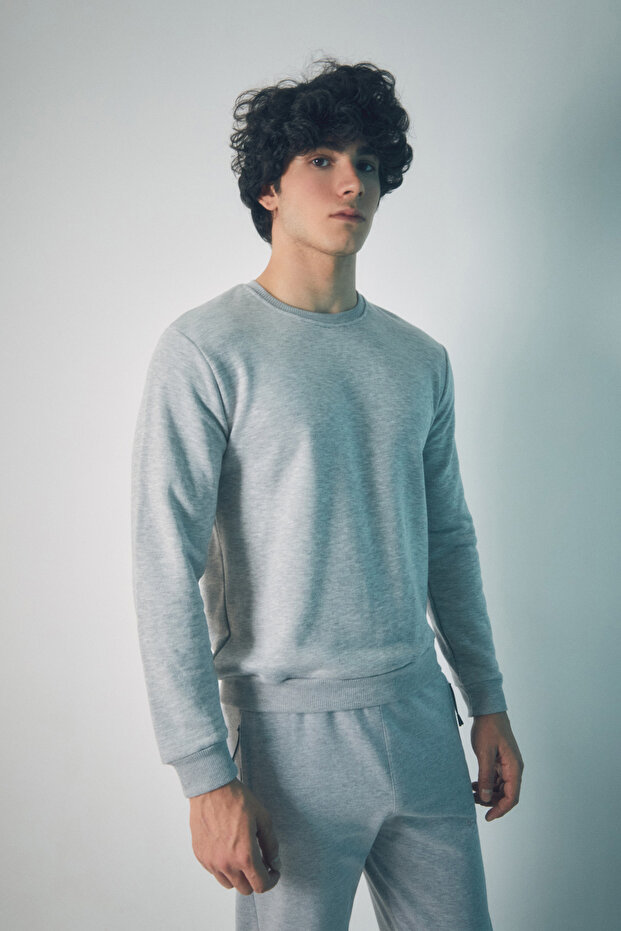 3 İplik Basic Bisiklet Yaka Sweatshirt - 2