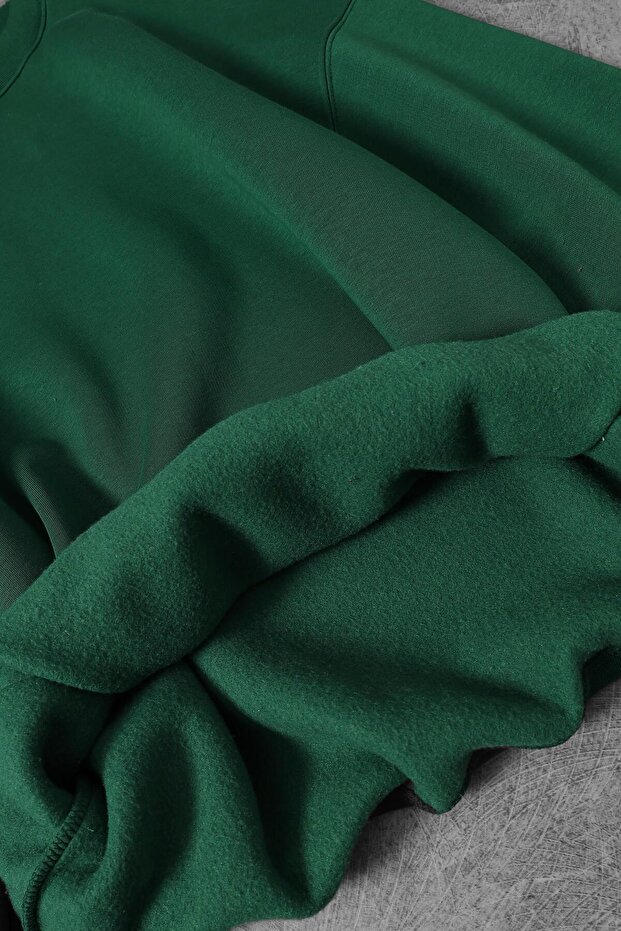 Erkek Yeşil Basic Bisiklet Yaka Oversize Sweatshirt - 3
