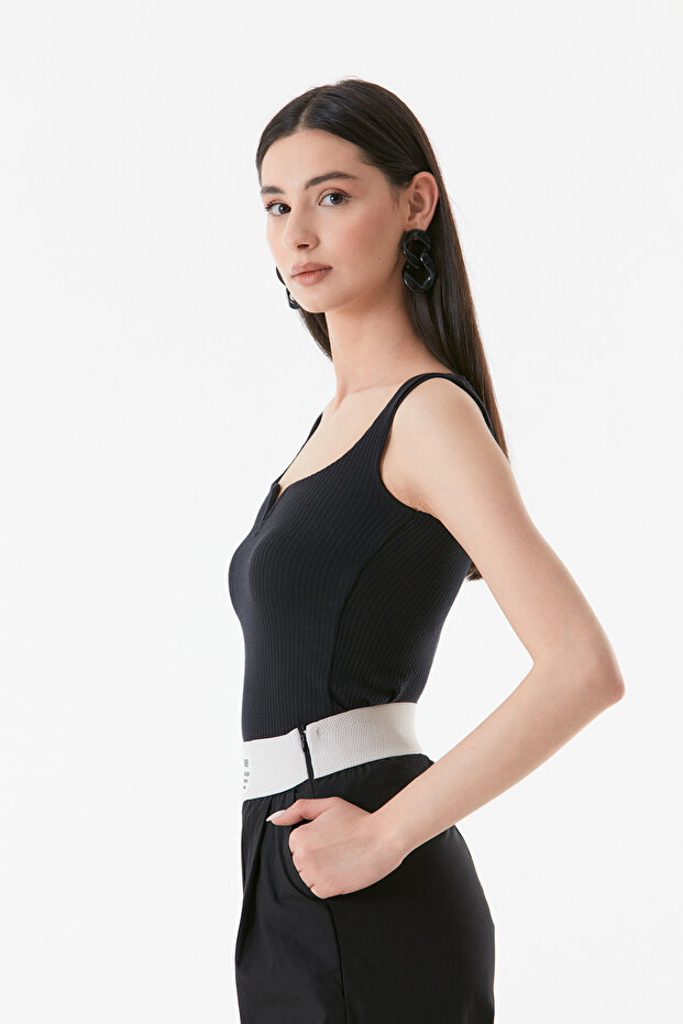 Basic Fitilli Kare Yaka Body - 5