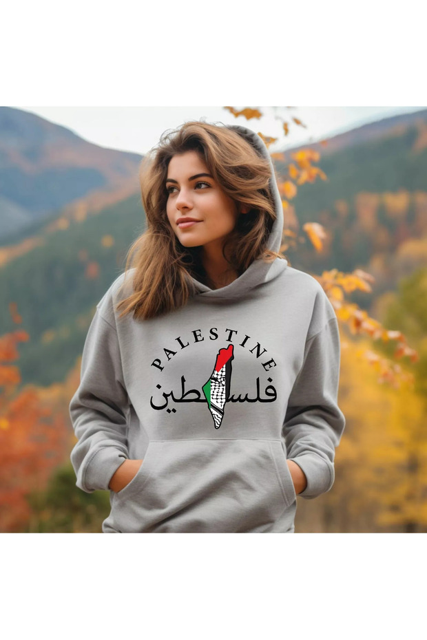 سويت شيرت فلسطين مطبوع للجنسين مقاس كبير