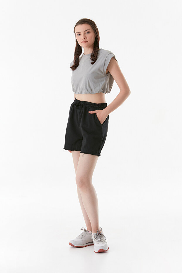 Basic Beli Bağlamalı Püsküllü Şort - 3