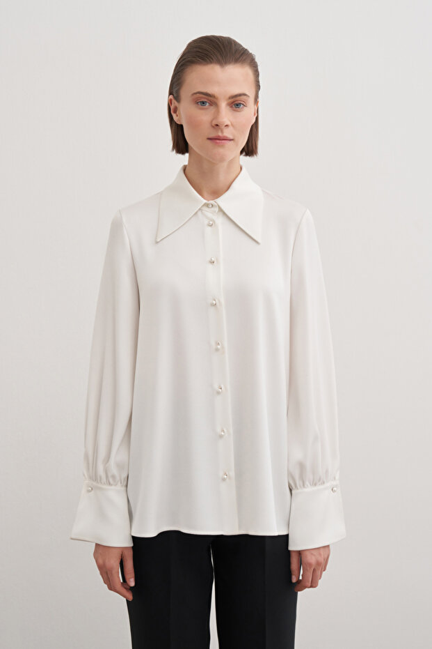 SİVRİ YAKALI BLUZ - 1