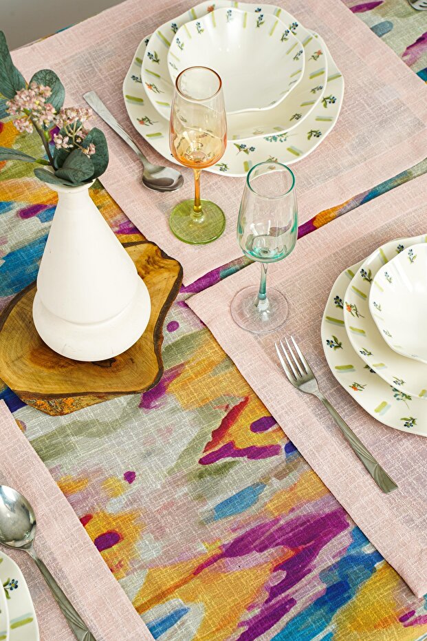 Ikat Printed Tablecloth Set