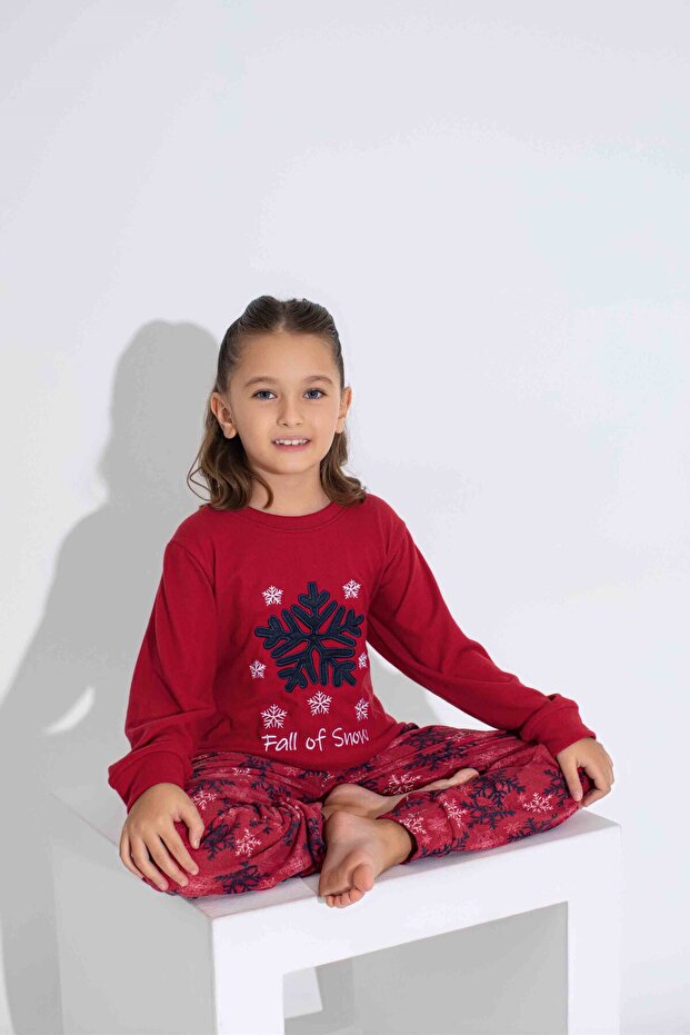 Girl's Thermal Long Sleeve Fabric Winter Warm Pajama Set
