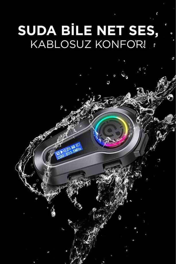 Q10 Siyah LCD Ekranlı Bluetooth Motosiklet Kulaklığı Intercom - 4