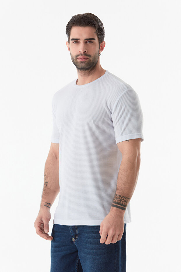 Basic Bisiklet Yaka Tişört - 4