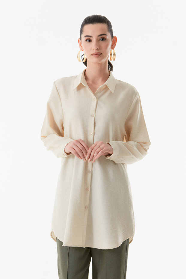 Large Size Basic Long Sleeve Shirt - 1