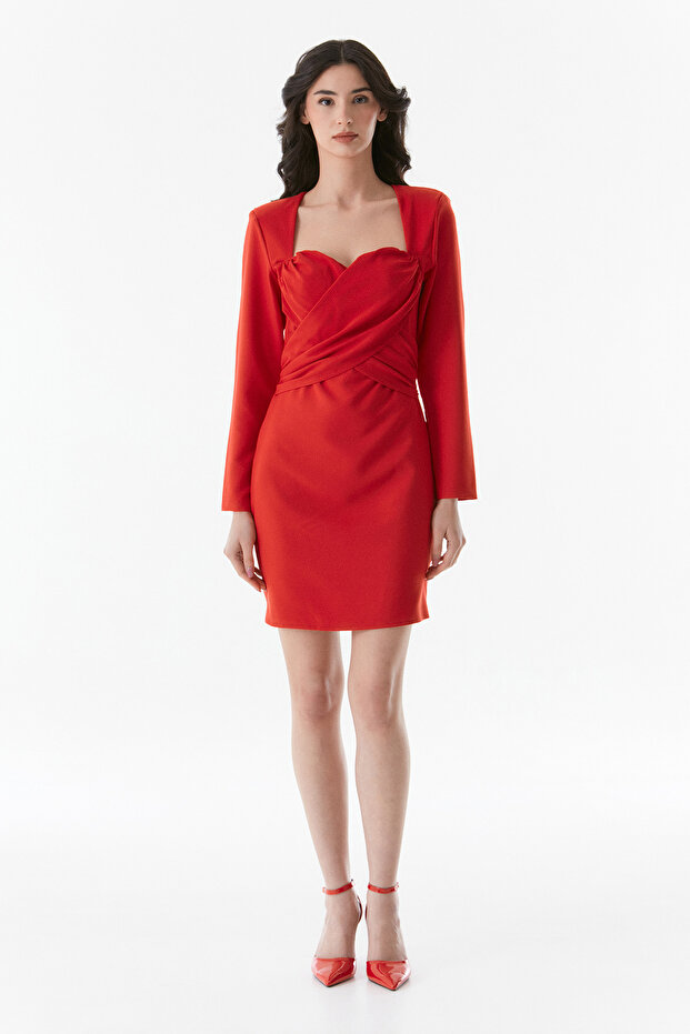 Basic Kalp Yaka Elbise - 2