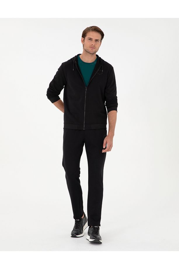Siyah Regular Fit Fermuarlı Eşofman Üstü 50298986-VR046 - 4