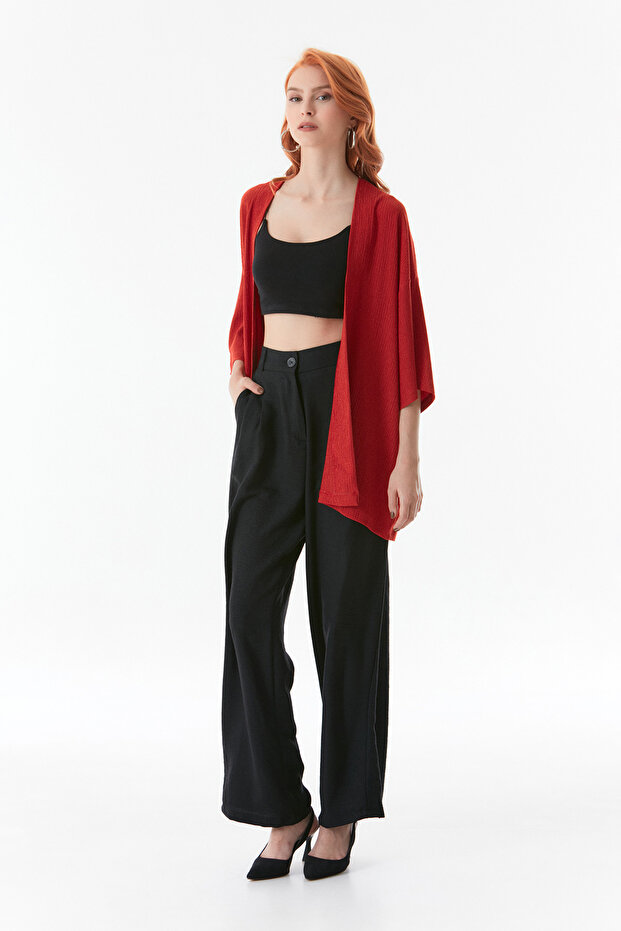 Basic Wrap Fabric Shawl Collar Kimono - 2