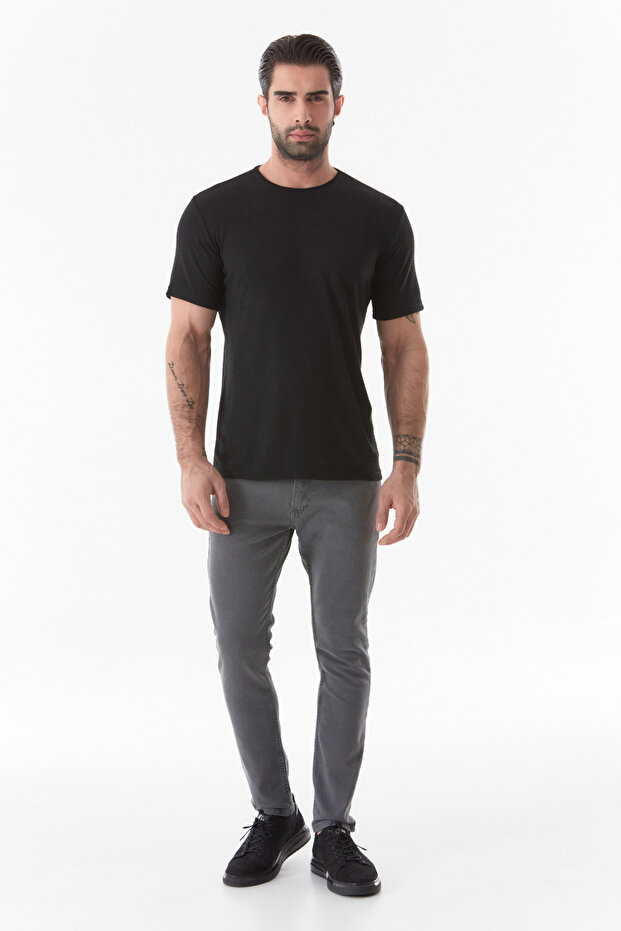 Basic Bisiklet Yaka Tişört - 6