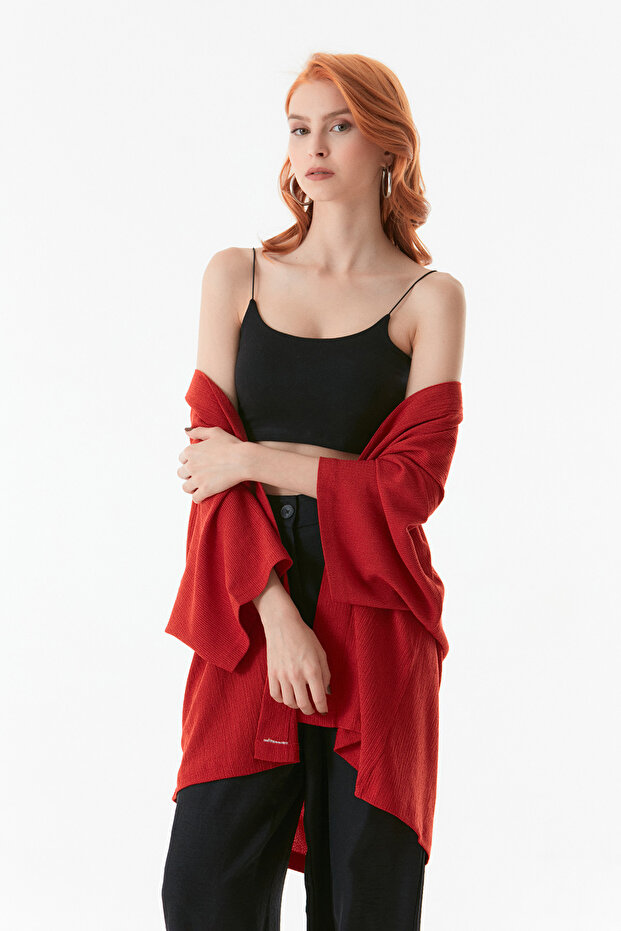 Basic Wrap Fabric Shawl Collar Kimono - 6