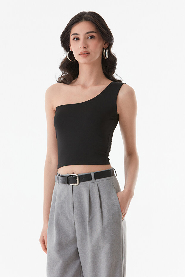 Basic Tek Kol Crop Bluz - 5