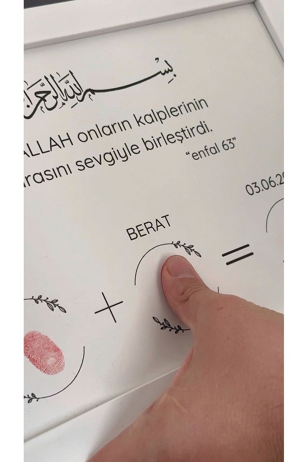 Aşk Sözleşmesi - Çerçeveli Parmak İzi Aşk Sözleşmesi - Parmak İzi Aşk - Parmak İzi Tablosu - 4