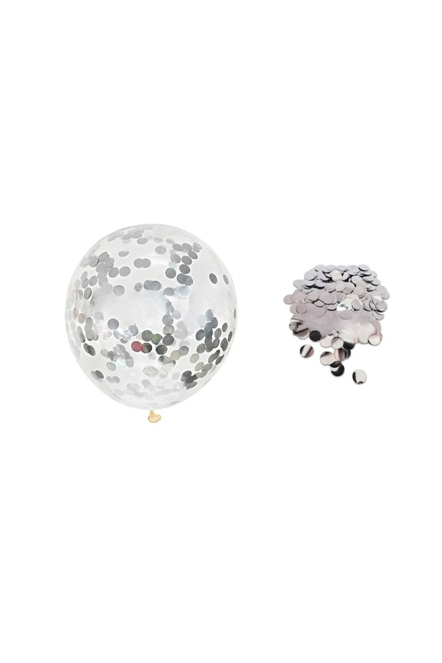 Confetti Balloon Set 10 Pieces Transparent Balloon + Balloon Inside Spangle Silver Color 10 Gr