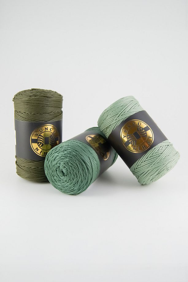 200 gr - 200 Mt - 2.5 Mm Yeşil (403) Polyester Makrome Ipi Çanta Ipi Supla Ipi Örgü Ipi - 4