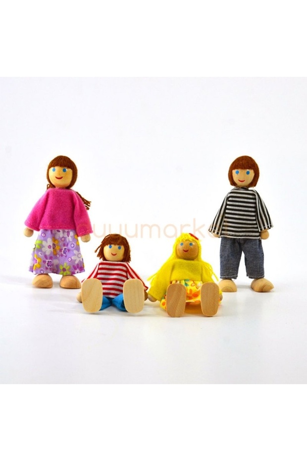 Ahşap Sevimli Aile - 4