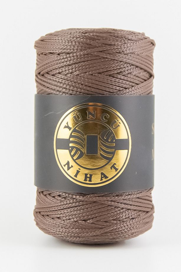 200 gr - 200 Mt - 2.5 Mm Polyester Makrome Ipi Kahverengi (200) Çanta Ipi Supla Ipi Örgü Ipi - 1