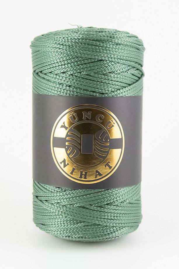 200 gr - 200 Mt - 2.5 Mm Yeşil (403) Polyester Makrome Ipi Çanta Ipi Supla Ipi Örgü Ipi - 1