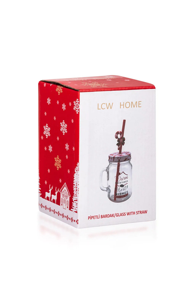 LCW HOME Karışık Baskılı Yılbaşı Temalı Pipetli Cam Bardak 500 Ml - 4