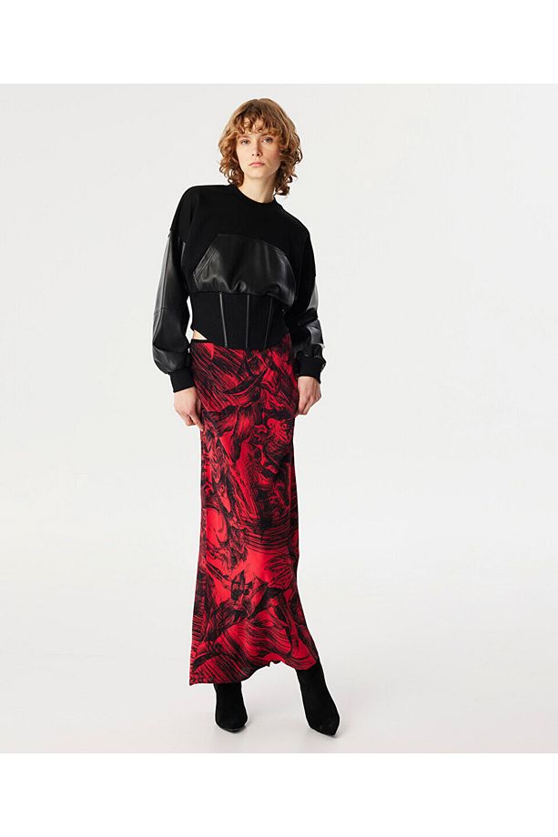 SUNİ DERİ MIX SWEATSHIRT - 2