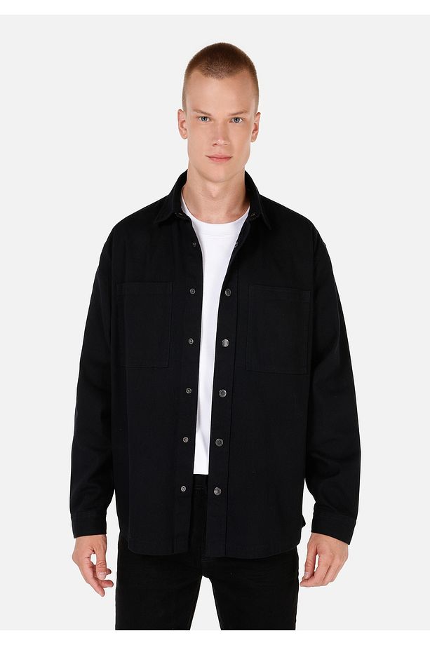 Regular Fit Siyah Erkek Uzun Kol Gömlek CL1070137 - 7