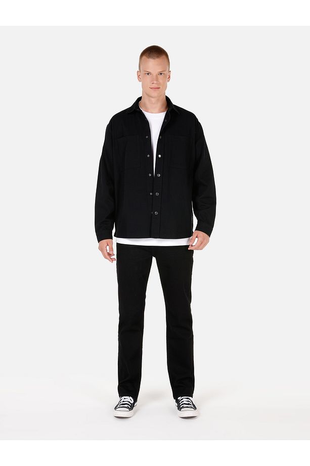 Regular Fit Siyah Erkek Uzun Kol Gömlek CL1070137 - 3