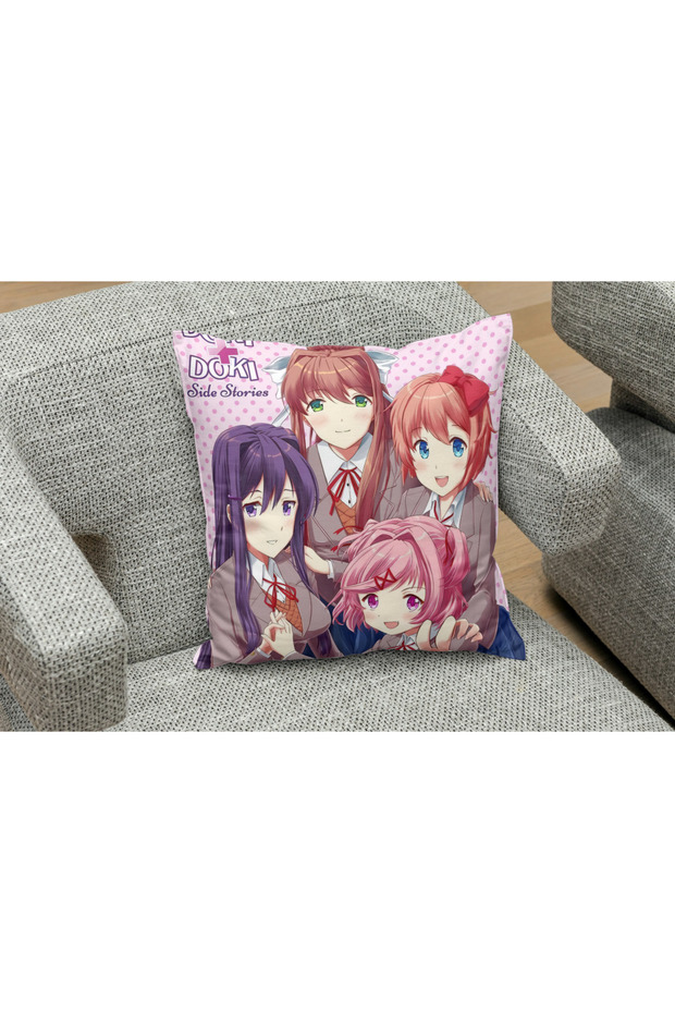 غطاء وسادة مربع بنمط Doki Doki Literature Club