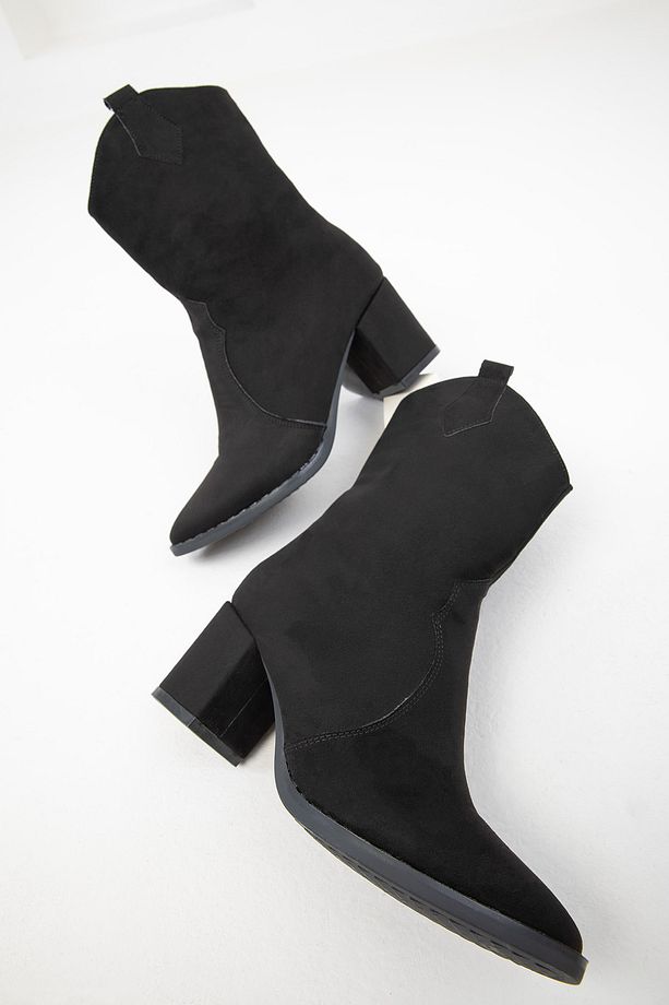 Siyah Süet Kadın Bot & Bootie 15615 - 4