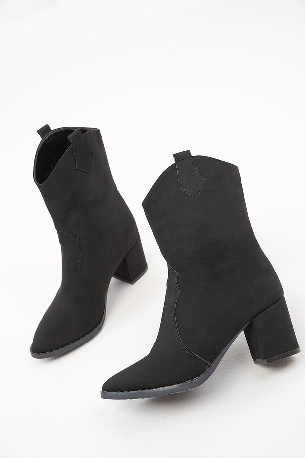 Siyah Süet Kadın Bot & Bootie 15615 - 2