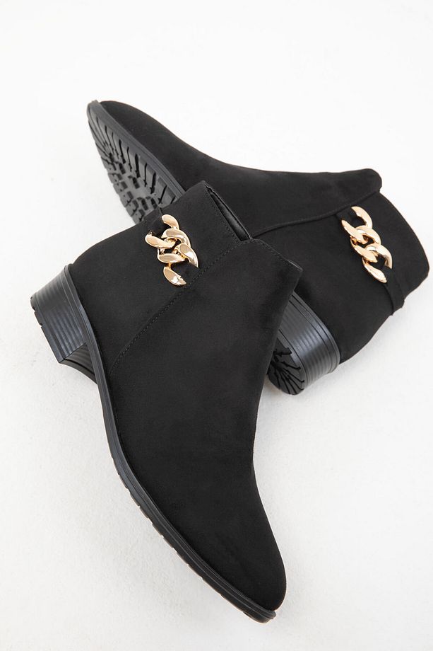 Siyah Süet Kadın Bot & Bootie 16536 - 2