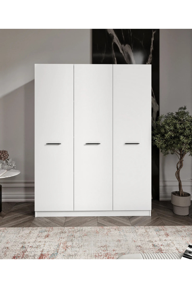 Mufi WooD %100 Mdf 3 Kapaklı Bazalı 9 Bölmeli Yüklük-dolap Tamamen Mdf Dolap