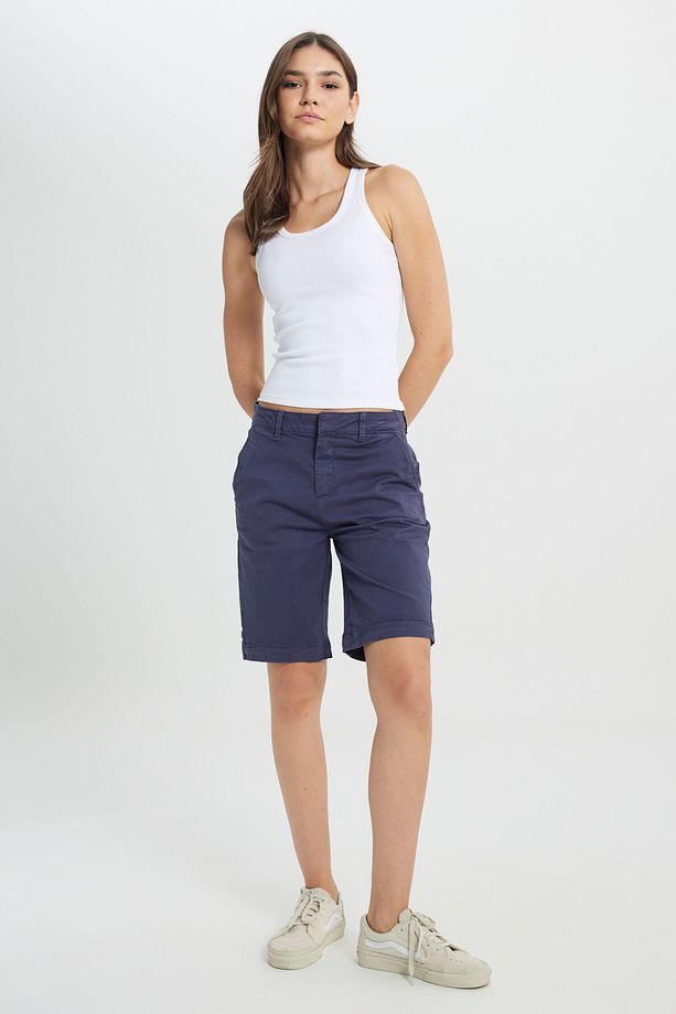 Regular Fit Normal Kesim Normal Bel Lacivert Chino Şort - 3