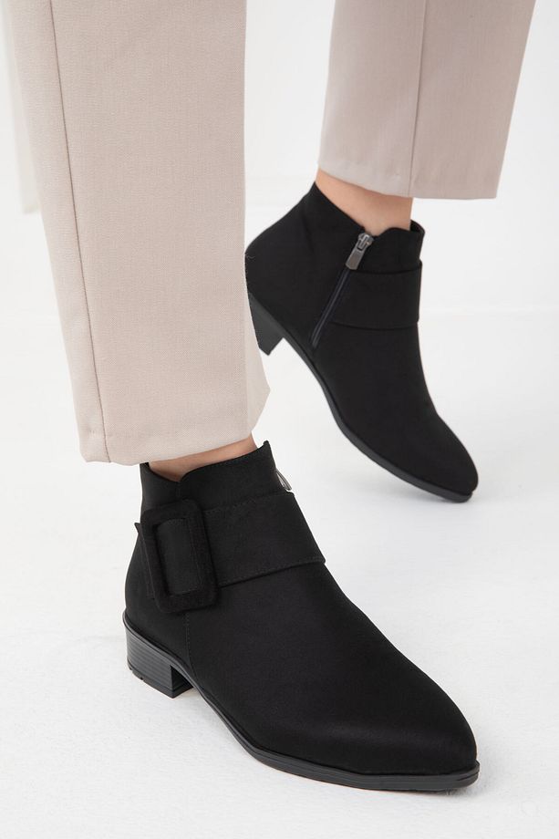 Kadın Siyah Süet Bot & Bootie 16537 - 3