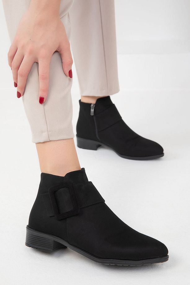 Kadın Siyah Süet Bot & Bootie 16537 - 1