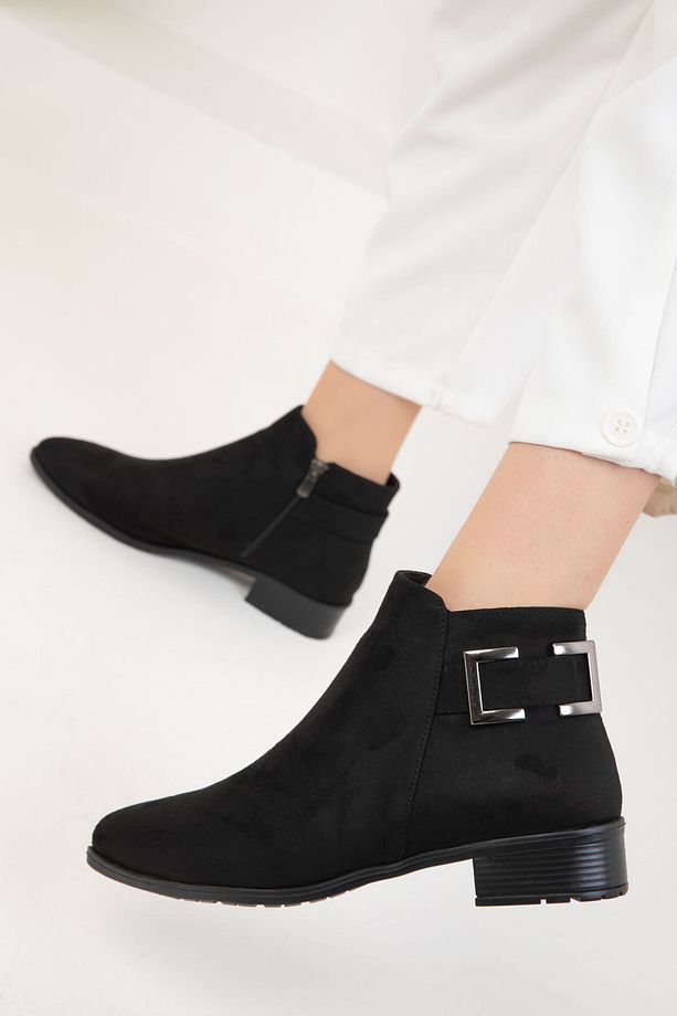 Siyah Süet Kadın Bot & Bootie 19907 - 4
