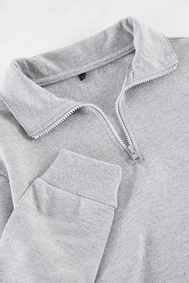 Siyah-Kar Melanj 2'li Paket Regular/Normal Kesim İçi Polar/Sıcak Tutan Sweatshirt TMNAW25SW00205 - 7