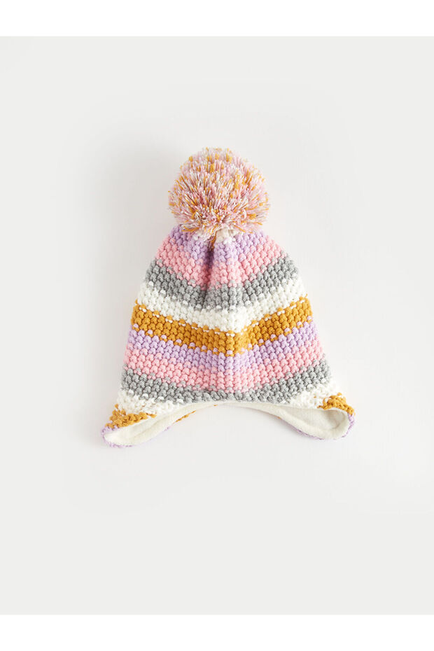 Lw - Color Blocked Baby Girl Knitwear Beanie