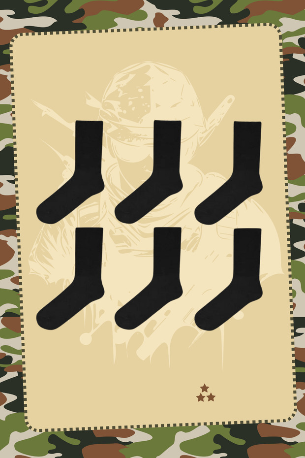 4 Seasons Cotton Soldier Socks - 6 Pairs