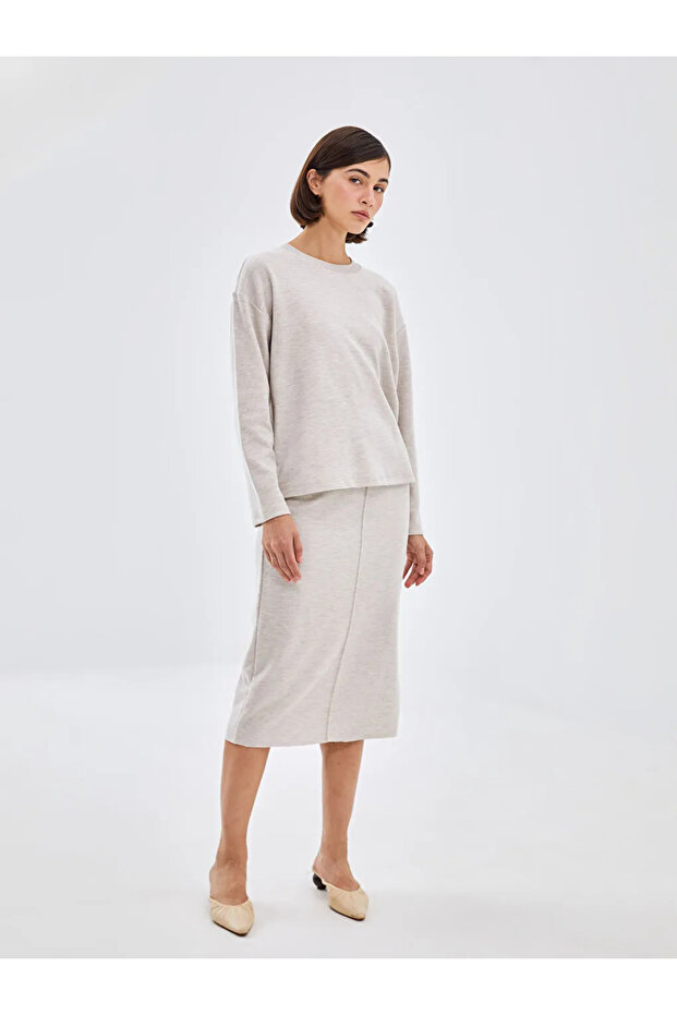 LCW Vision Ekru Melanj Bisiklet Yaka Kadın Triko Kazak - 2