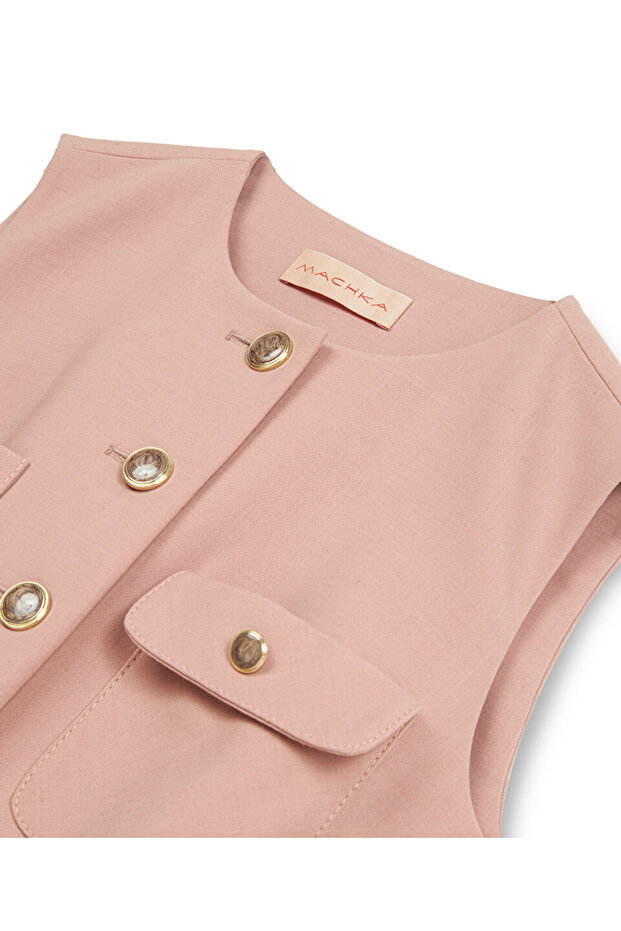 Çok Cepli Pembe Elbise - 5