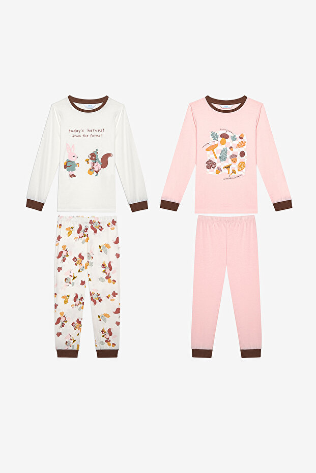 Cotton Girl's Gross 2-Piece Multicolor Pajamas Set